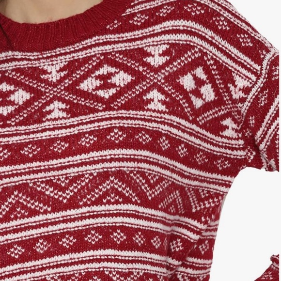 American Eagle Fair Isle Sweater Crew Neck  Red & White Knit Bonus dog sweater - Picture 4 of 13